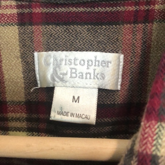 Christopher & Banks Vintage flannel zip up shirt jacket women’s medium - Picture 3 of 6